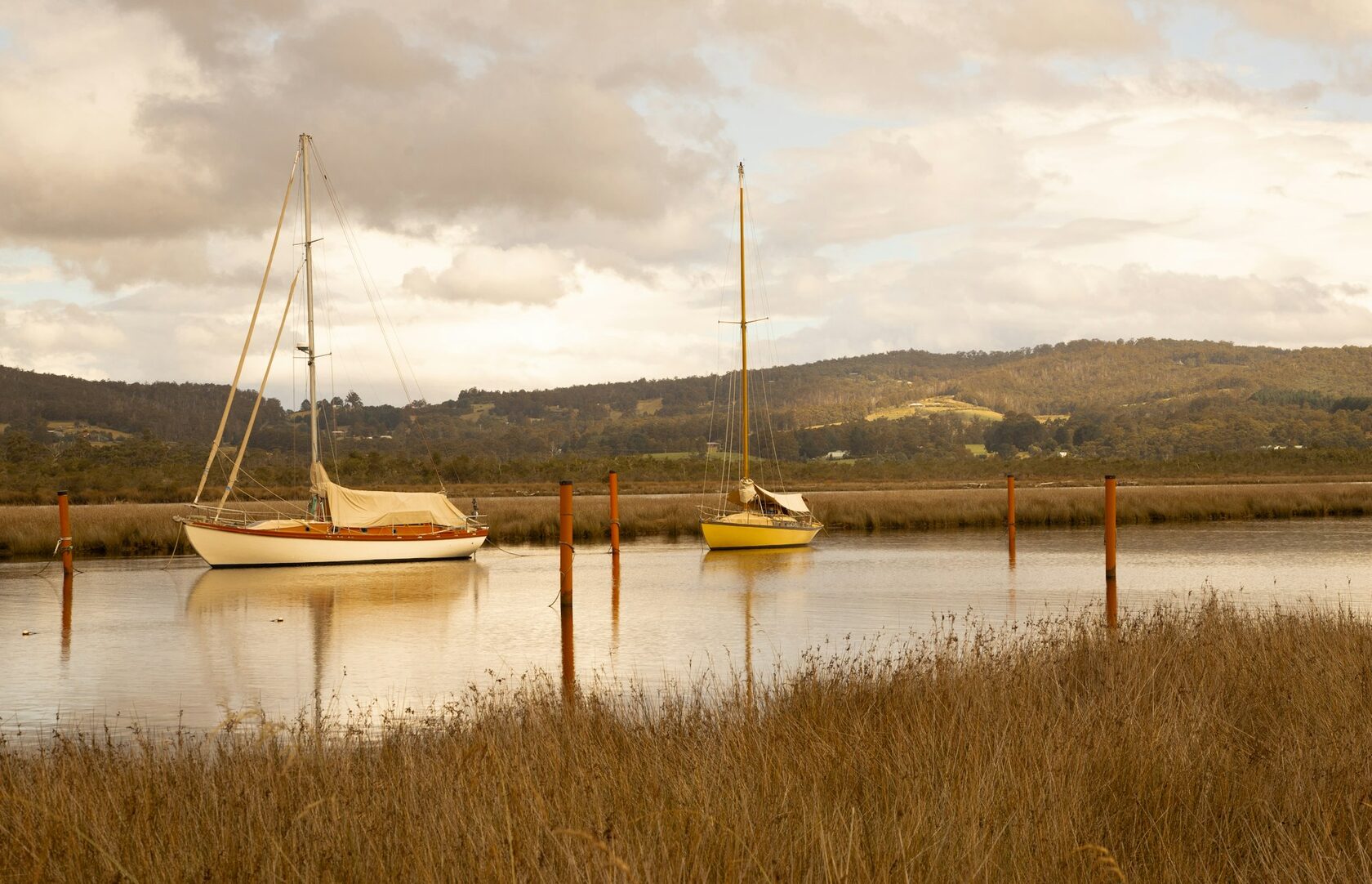 The Huon River running through the valley in Tasmania